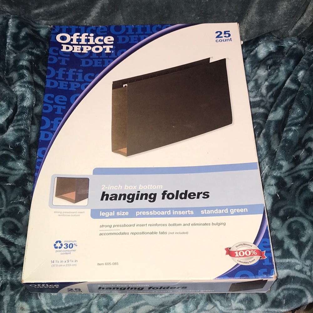 Office Depot 25 count 2 in box bottom hanging folders New